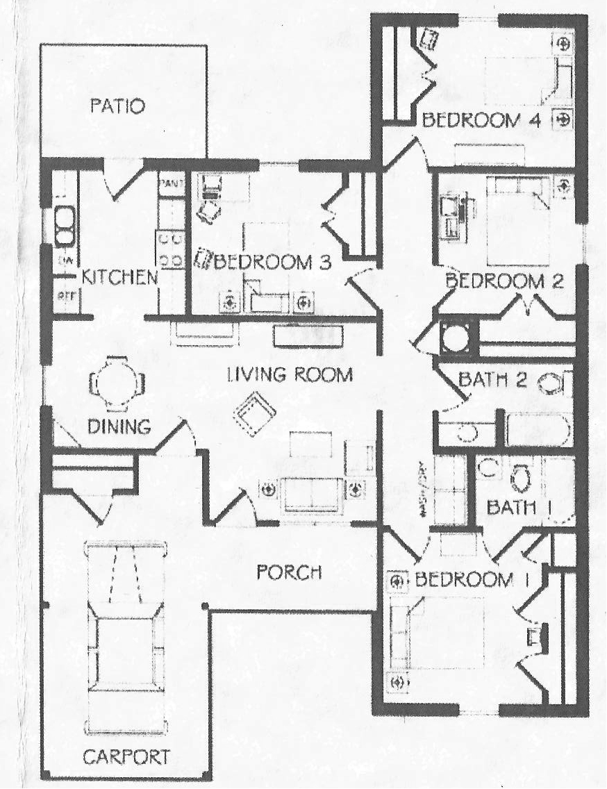 Four Bedroom / Two Bath - 1,336 Sq.Ft.*